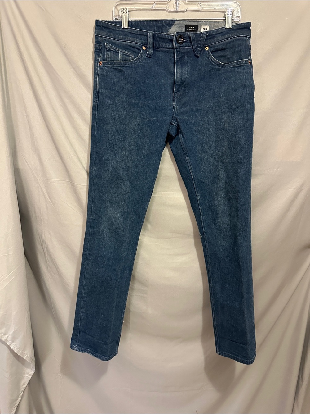 Volcom Men's Skinny Jeans in Dark Blue Wash